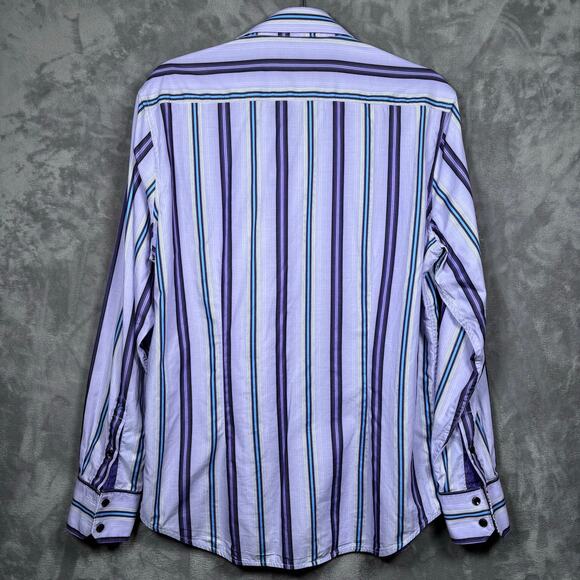 Robert Graham Tailored Fit Purple Striped Button Down Shirt M - Picture 2 of 11